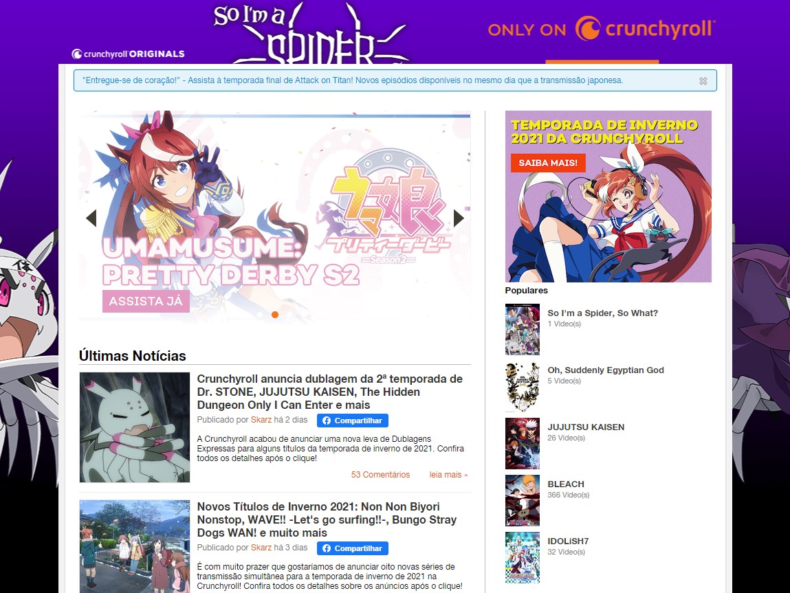 Novo site da Crunchyroll agora está disponível para todos os